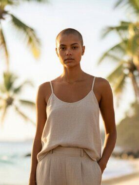 Vikolino Women Tank Top 100% European Washed Linen NWT Size S